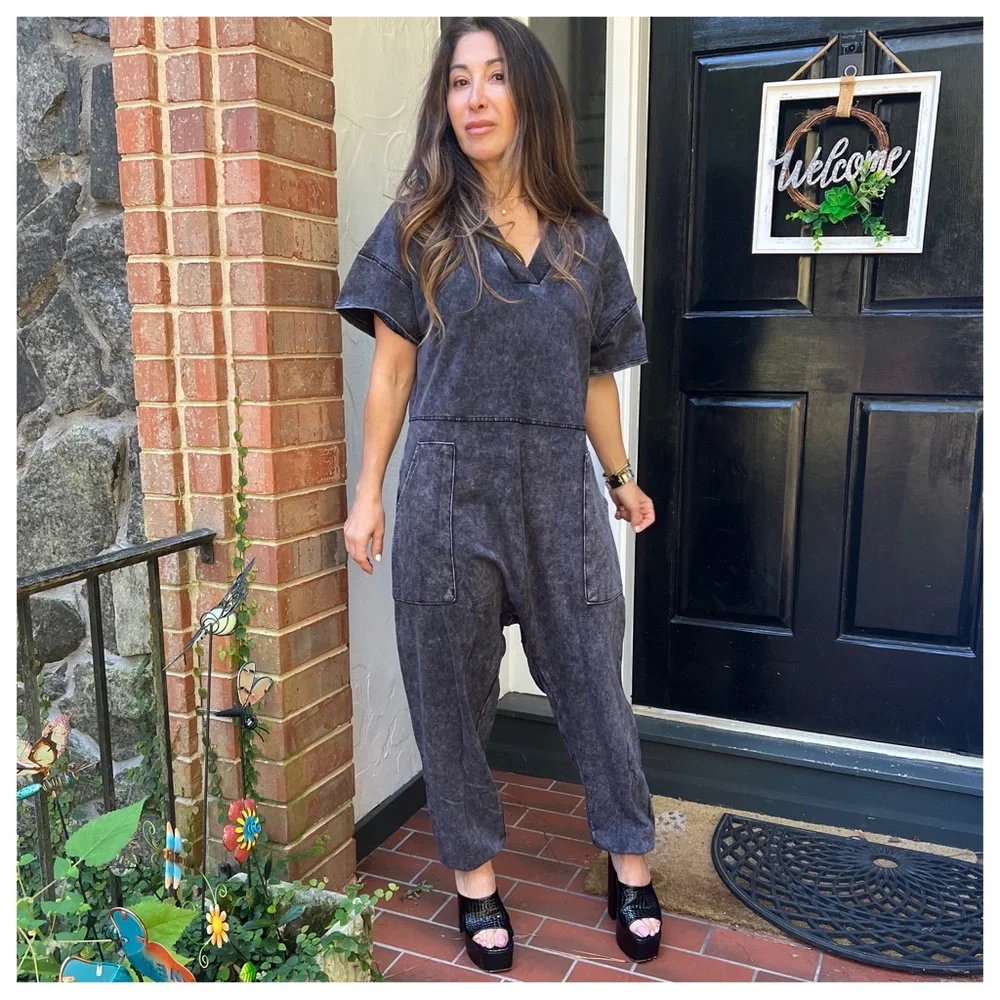 Favorite Mineral Wash Loose Fit Harem Jumpsuit - Picture 6 of 7